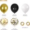 0pcs 12 Inches Black Gold Confetti Balloons Kit, Metallic Gold and Black White Party Balloons with Ribbons for Birthday, Baby Shower, Graduation, New Year Decorations